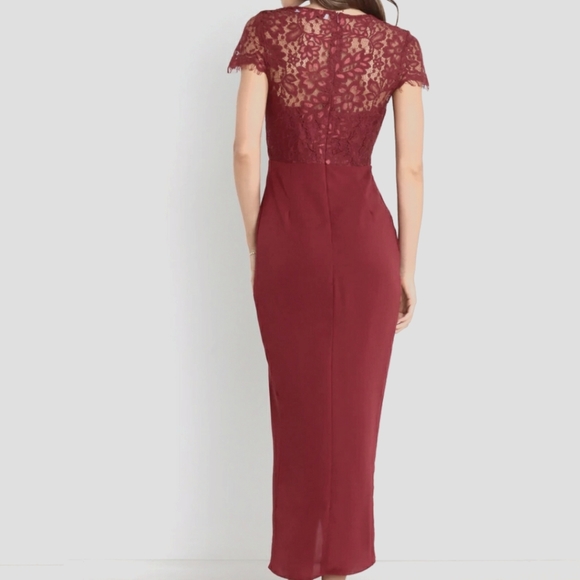 Petal & Pup V-neck Lace Lucille Dress In Wine Size 4 - Picture 4 of 12